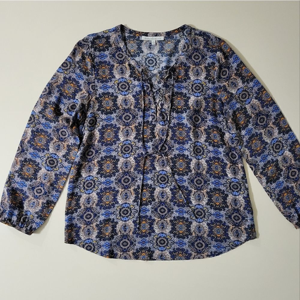 Daniel Rainn Women's Mosaic Print Peasant Blouse